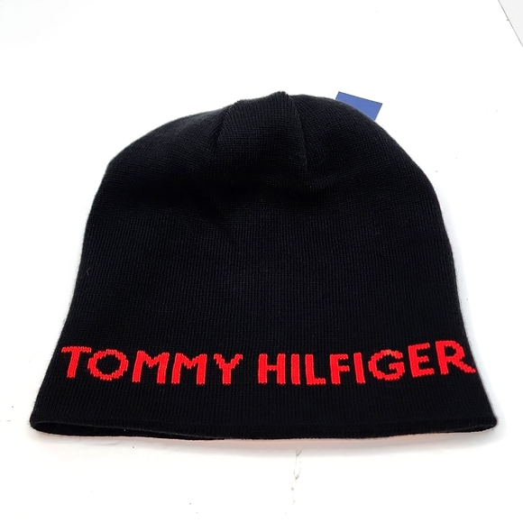 TOMMY HILFIGER HAT BEANIE , BLACK, UNISEX, REVERSIBLE - Picture 11 of 12
